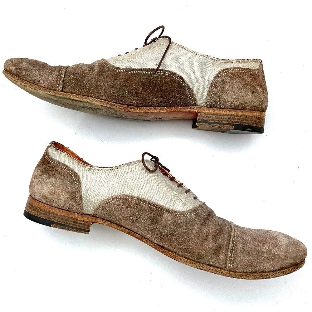 Etro Made In Italy Raw Textile Suede Lace Up Dress Shoes
